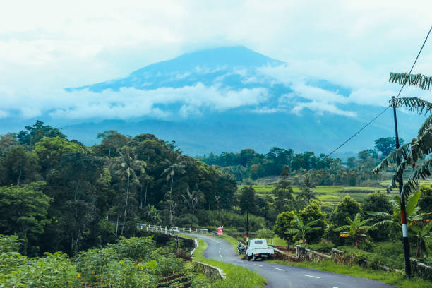 rural roads and beautiful peswahan in Kuningan,, Indonesia 