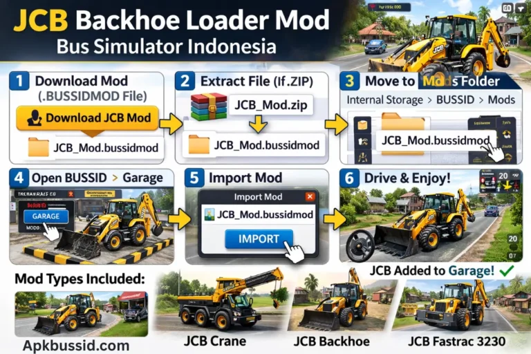 JCB Mod for Bus Simulator Indonesia – Download Realistic Heavy Machinery for BUSSID 3 Jcb Blackhoe Mod tutorial